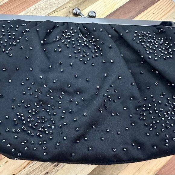 Express Black Beaded Evening Bag Clutch - Picture 2 of 5